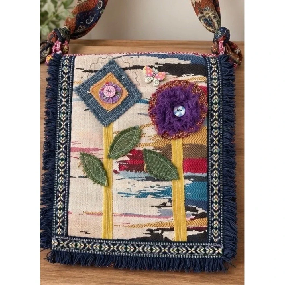 Funky Mae Handmade Boho Tapestry Bag OOAK Crossbody Scarf Strap Made in Italy